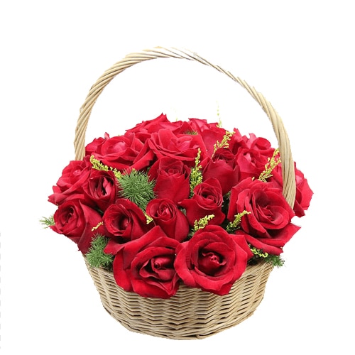 “25 Red Rose Basket Bouquet”