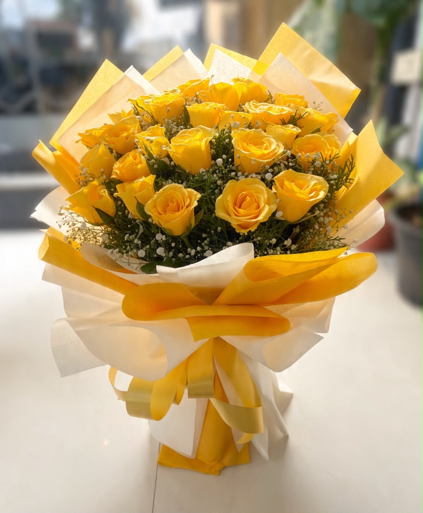 Golden Sunshine – Premium Yellow Rose Bouquet 💛🌹